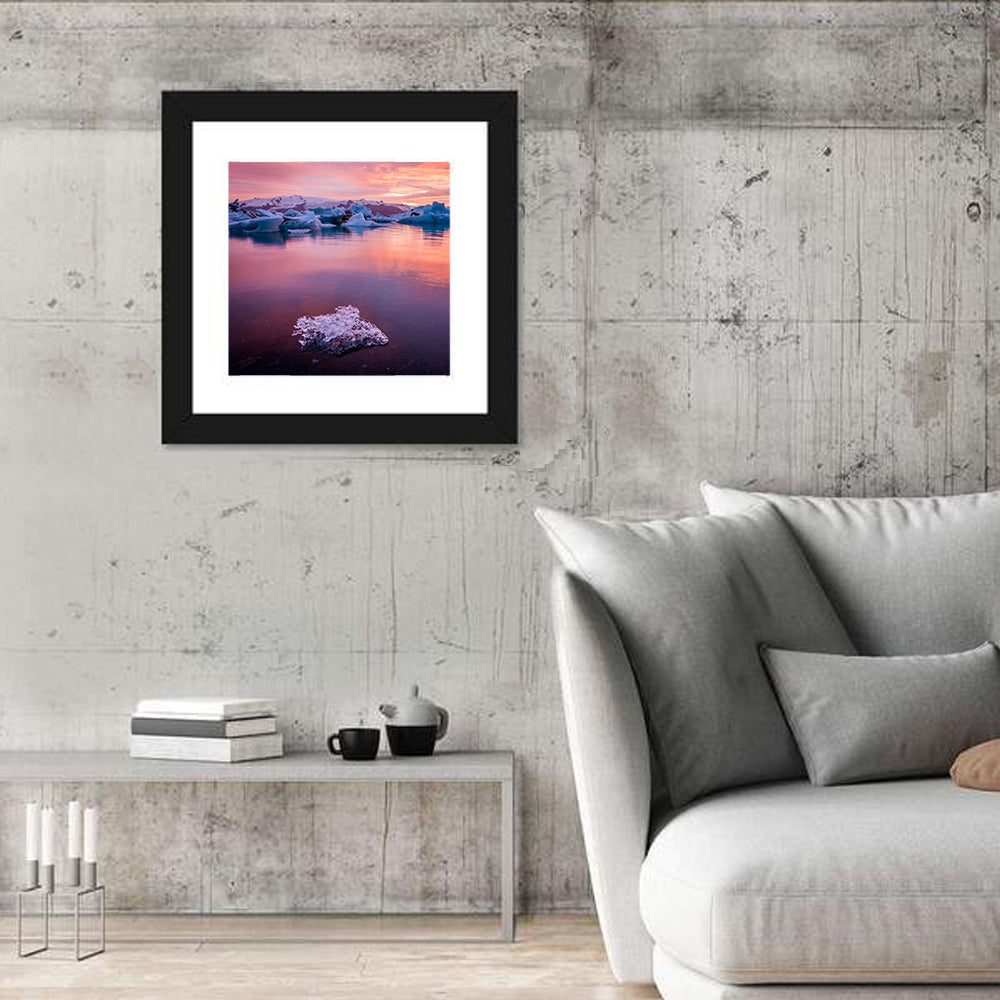 Jökulsárlón Dusk Lagoon Wall Art in a room, square