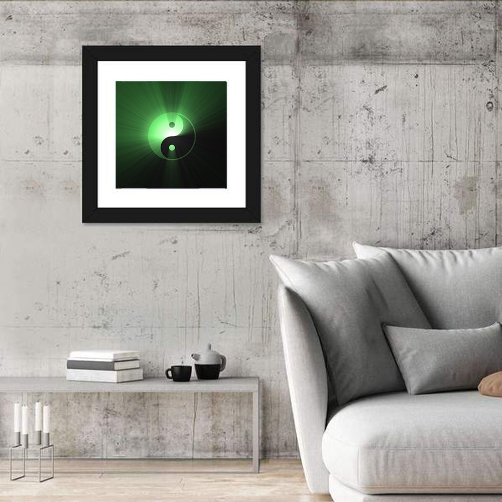 Green Glowing Yin Yang Wall Art