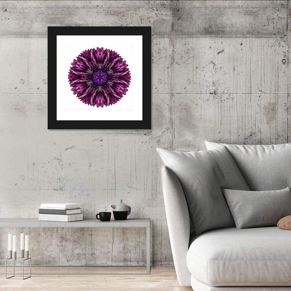 Purple Cornflower Kaleidoscope Mandala Wall Art