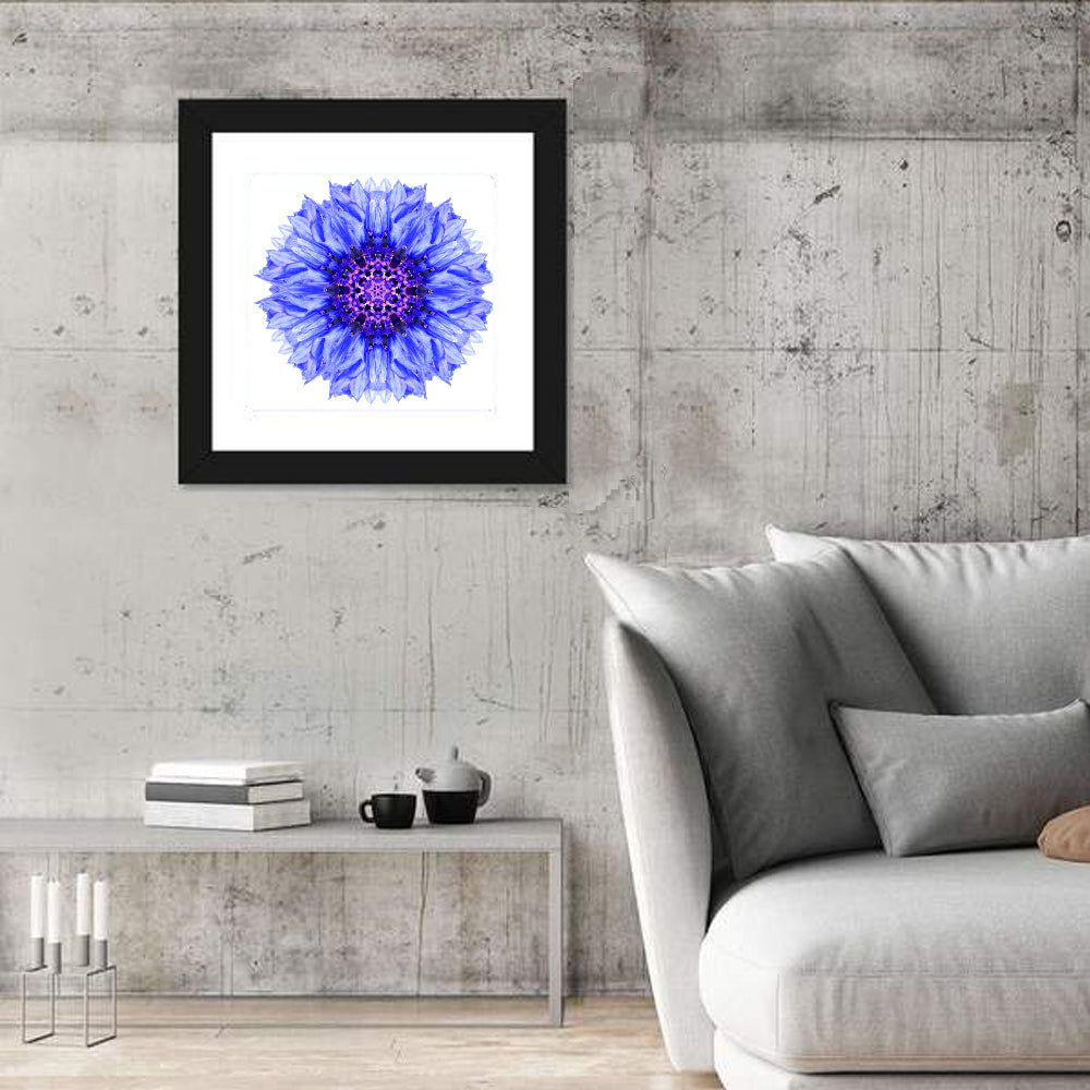 Cornflower Mandala with Dark Violet Center Wall Art