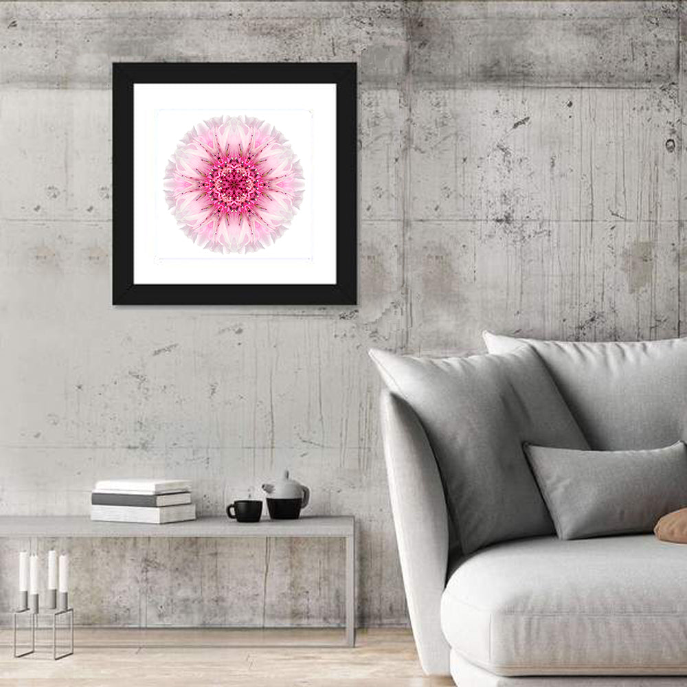 Pink Cornflower Kaleidoscope Mandala Wall Art