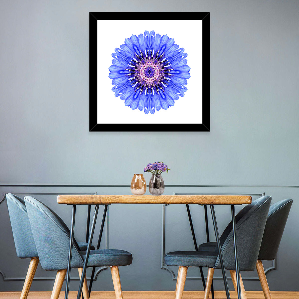 Blue Mandala Floral Pattern Wall Art