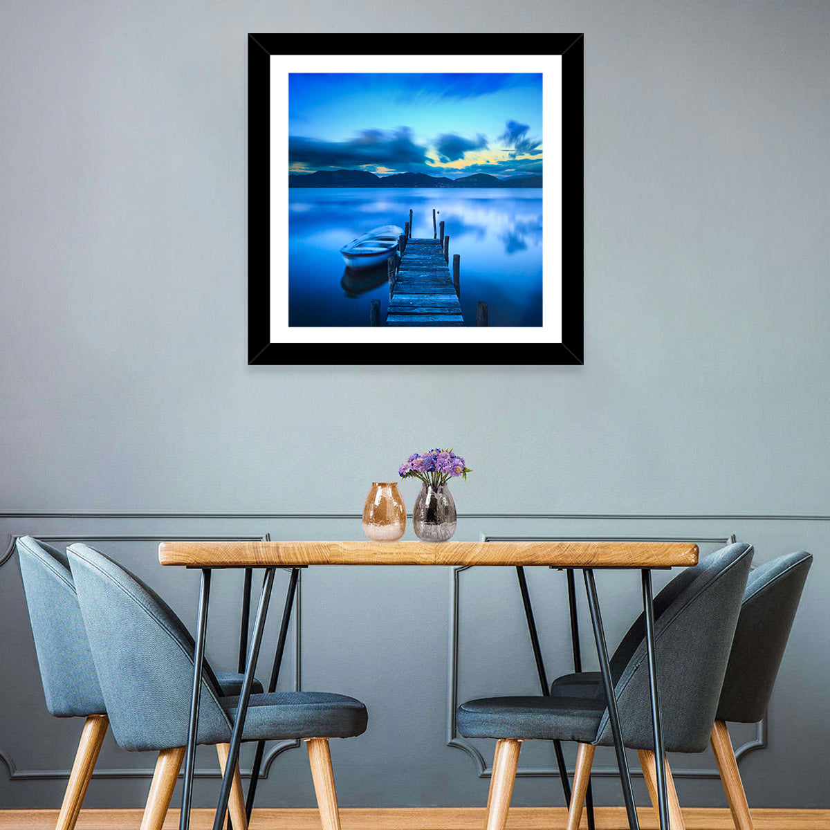 Boat and Wooden Pier Wall Art