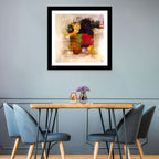Bold Color Block Abstract with Black Circle Wall Art