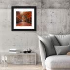 Autumn Park Path with Vintage Lampposts Wall Art