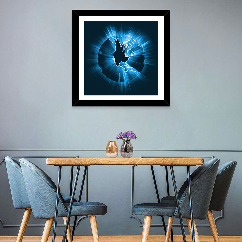 Glowing North America Globe Wall Art