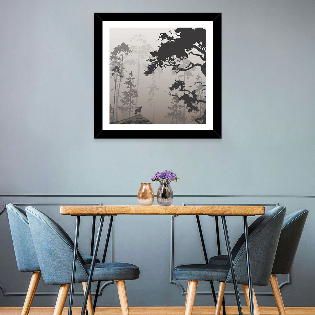 Forest & Howling Wolf Wall Art