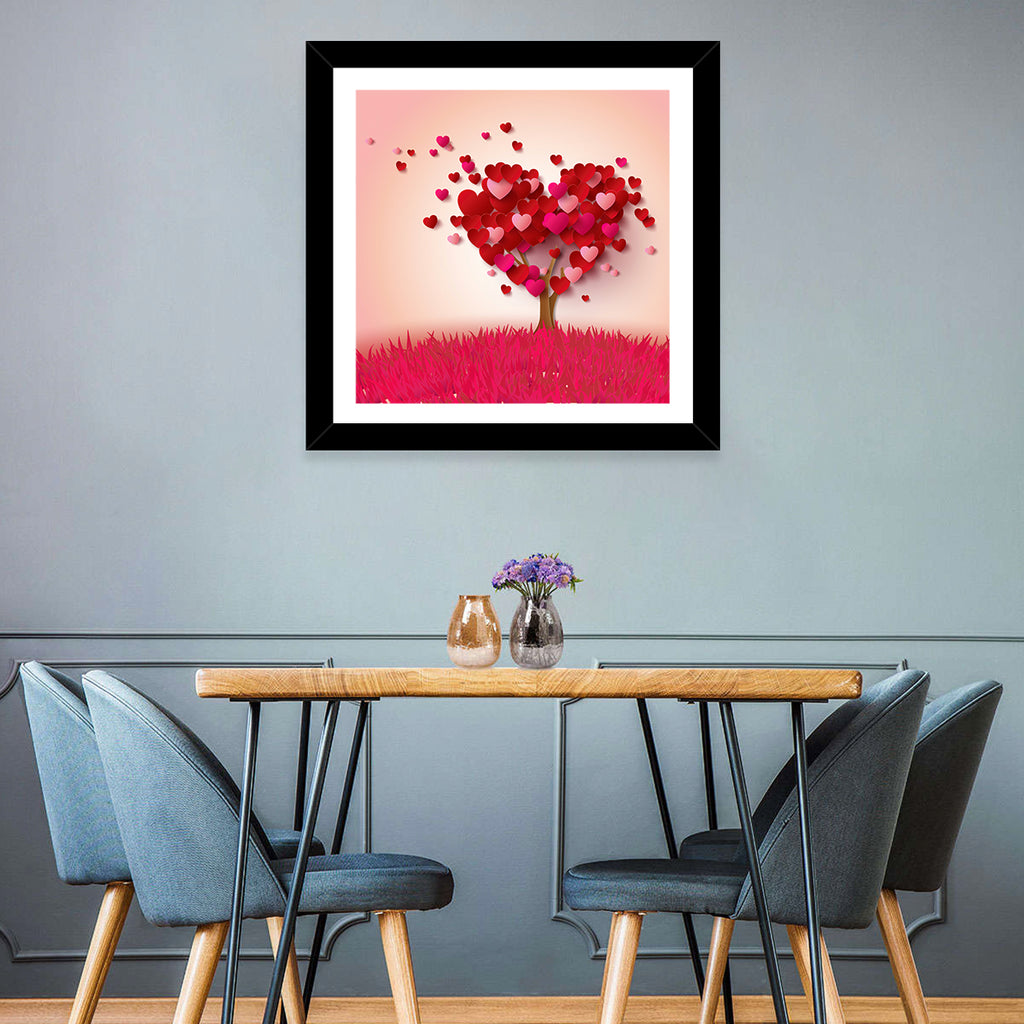 Whimsical Heart Tree Illustration Wall Art