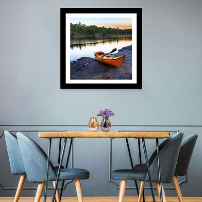 Kayak On River Bank Wall Art