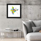 Colorful Political Map of India Wall Art
