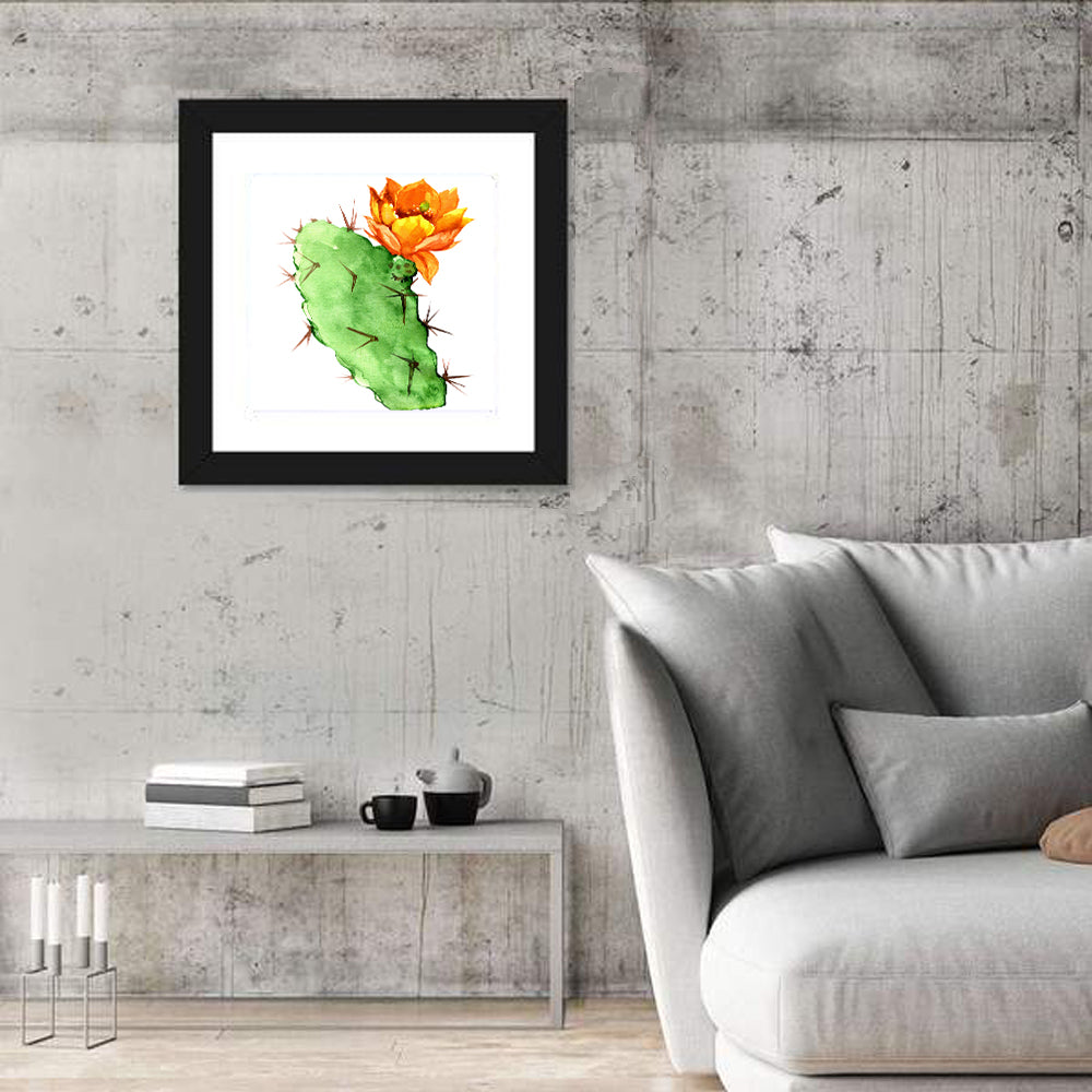 Opuntia Cactus Watercolor Wall Art