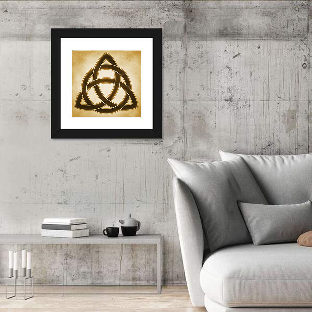 Embossed Trinity Knot Symbol Wall Art in a room, square