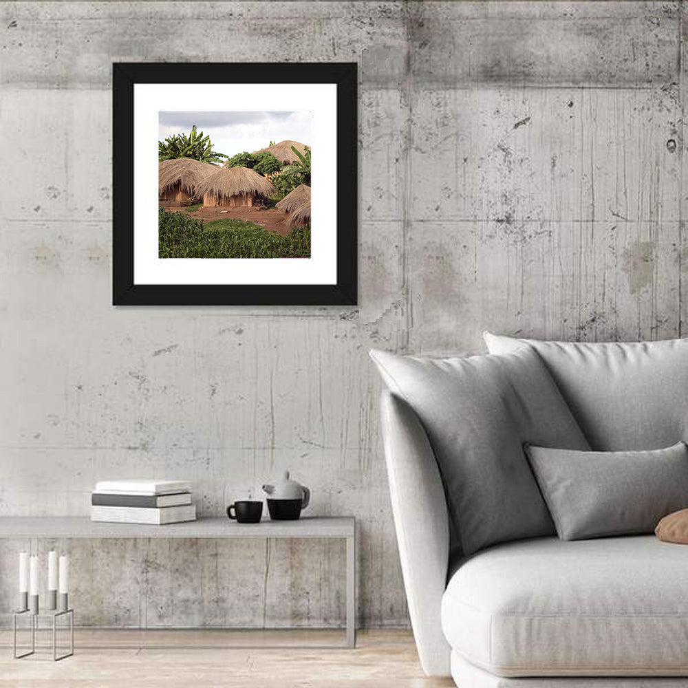 Thatched Roof Huts Wall Art in a room, square