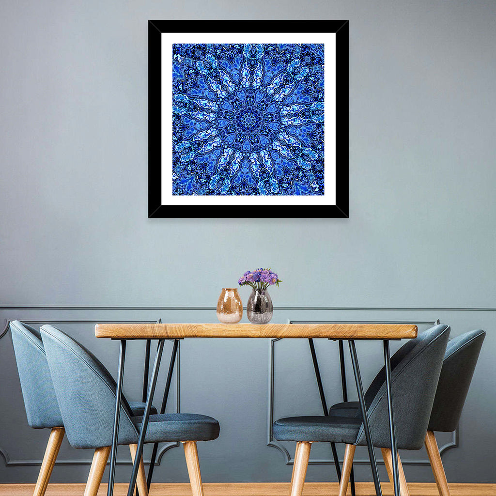 Blue Fractal Mandala Wall Art