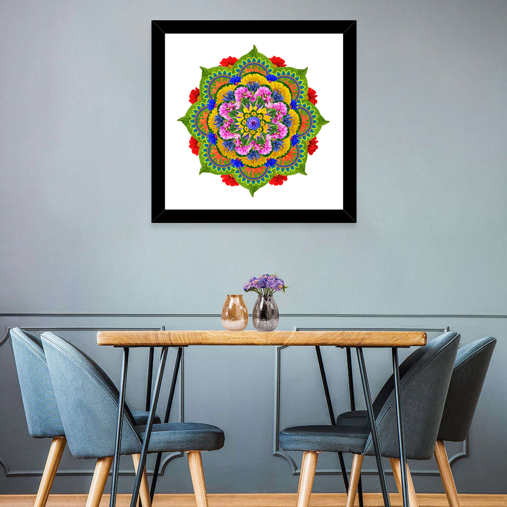 Vibrant Lotus Floral Mandala Wall Art