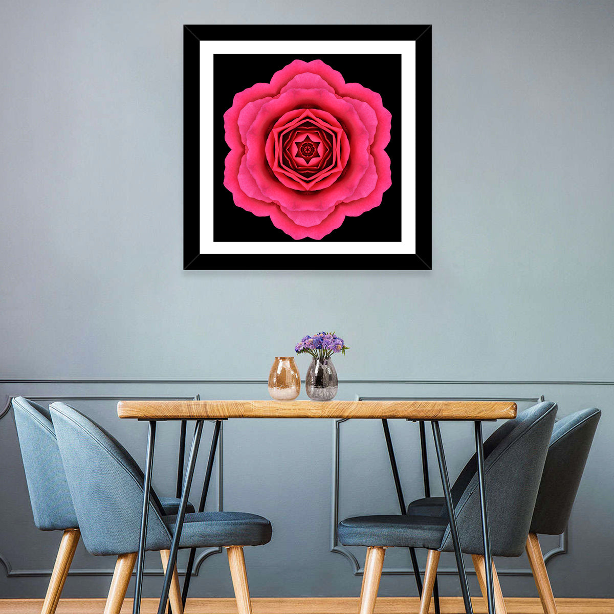 Magenta Rose Mandala Pattern Wall Art