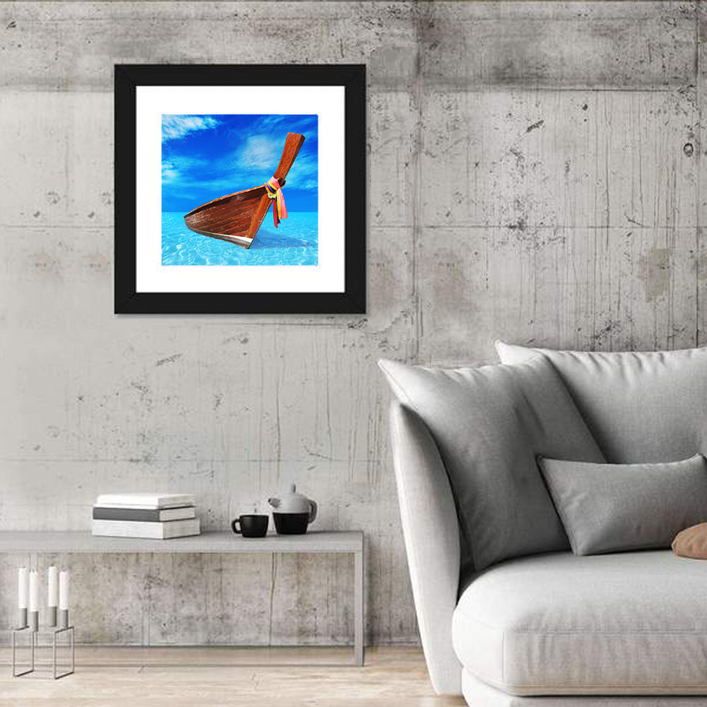 Long-tail Boat in Blue Sea Wall Art