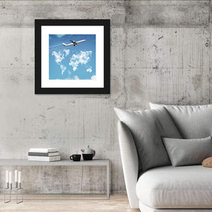 Airplane & World Map Wall Art