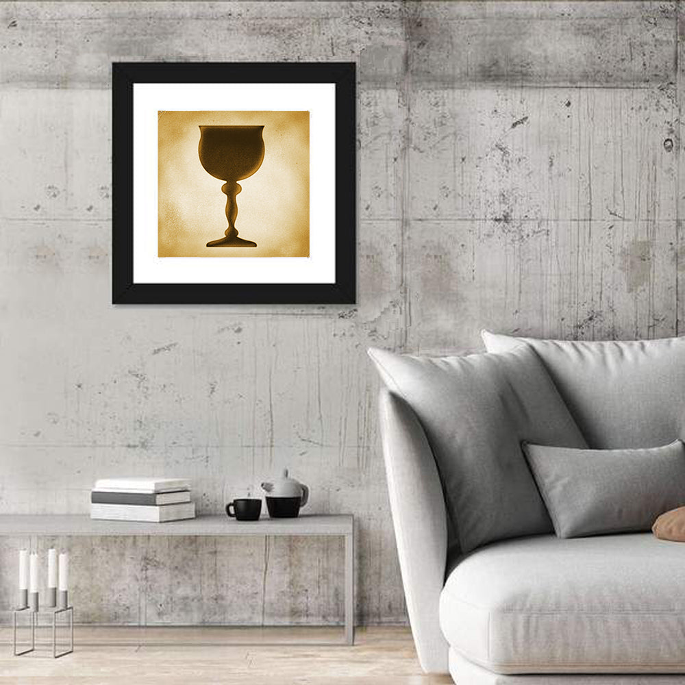 Holy Grail Chalice Illustration Wall Art in a room, square