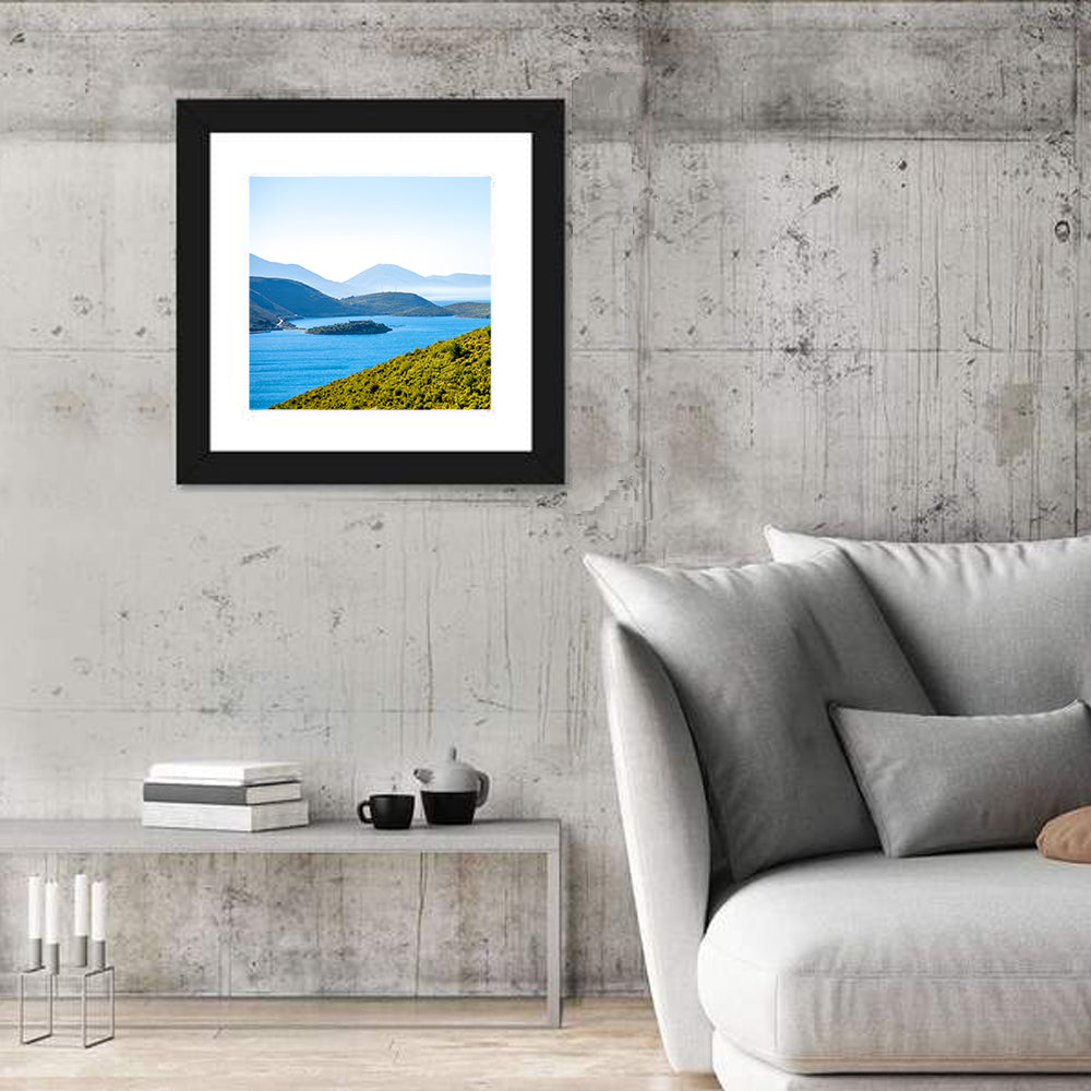 Porto Palermo Bay with Ali Pasha Castle Wall Art in a room, square