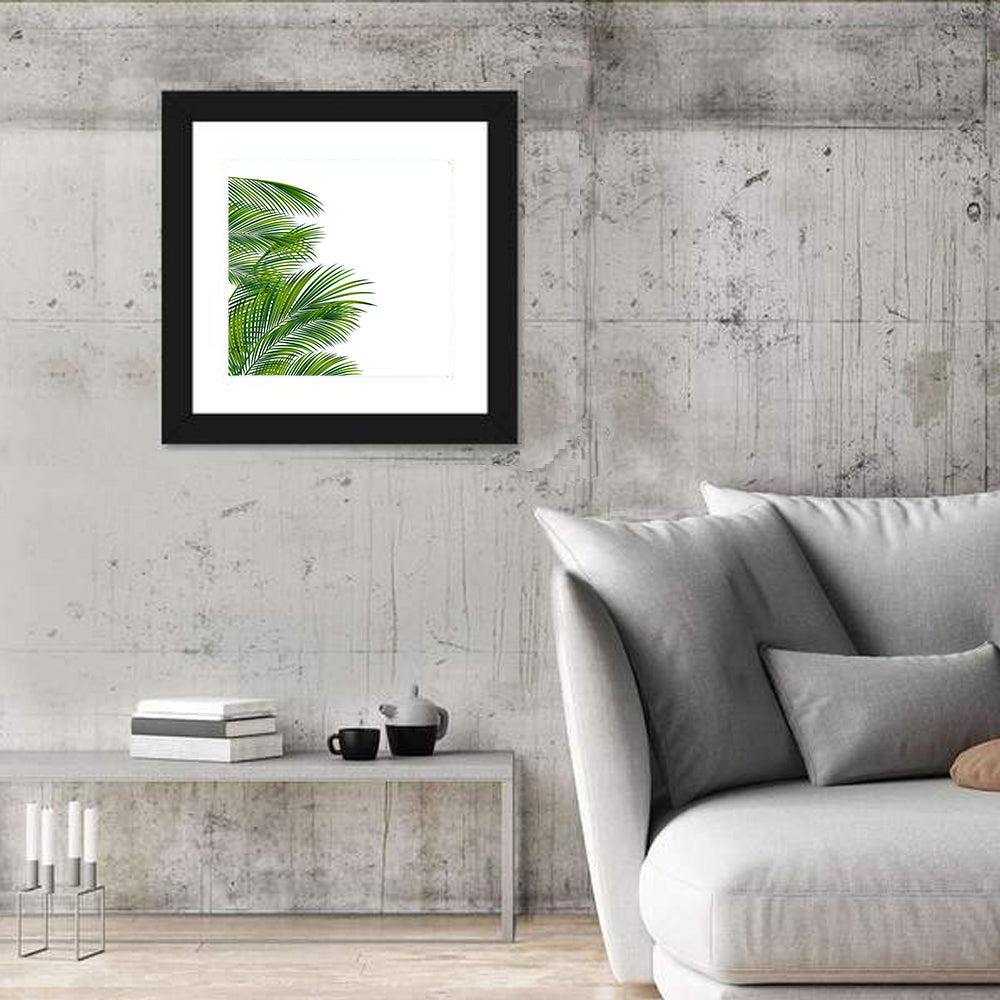 Asymmetrical Palm Fronds Wall Art in a room, square
