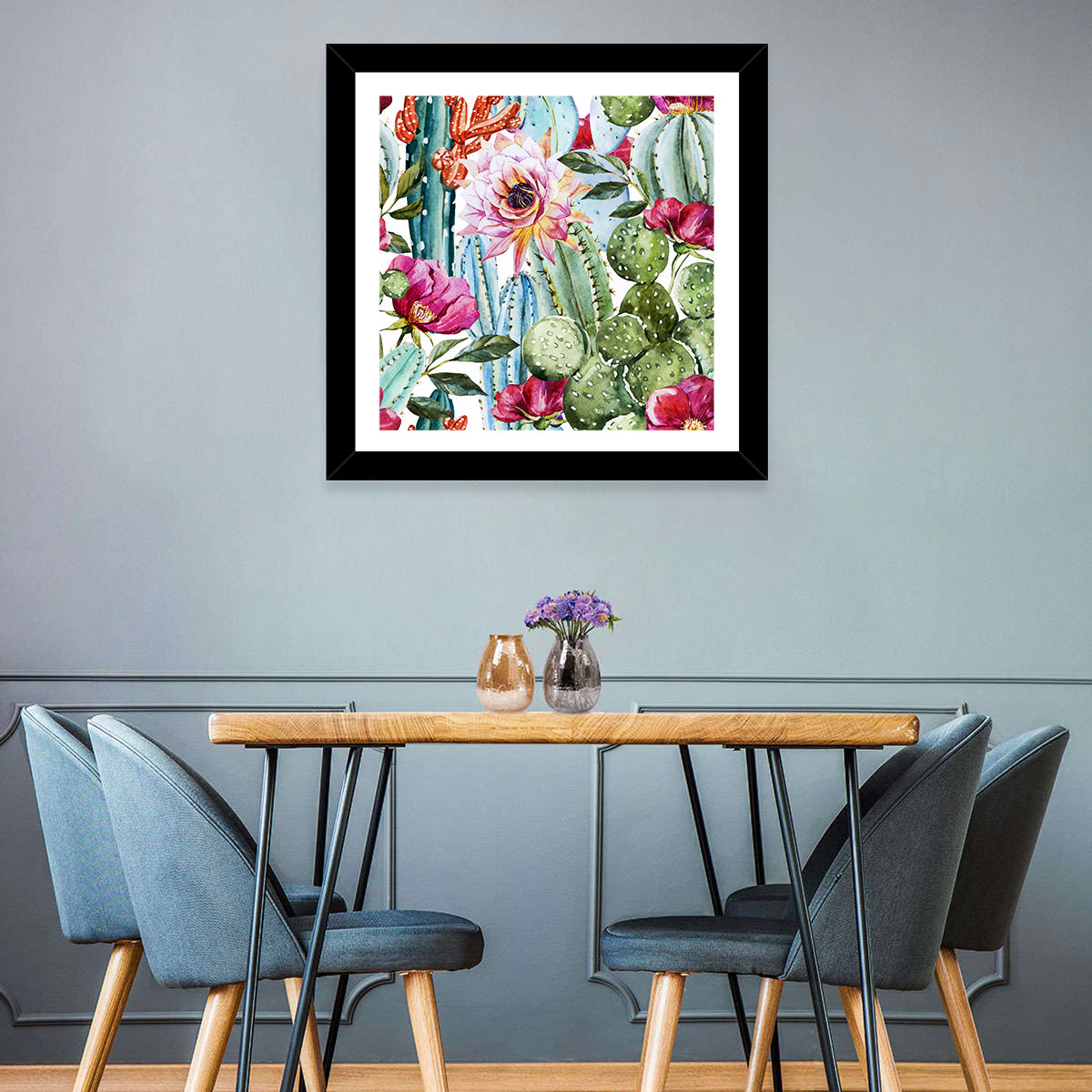 Watercolor Cactus Pattern Wall Art
