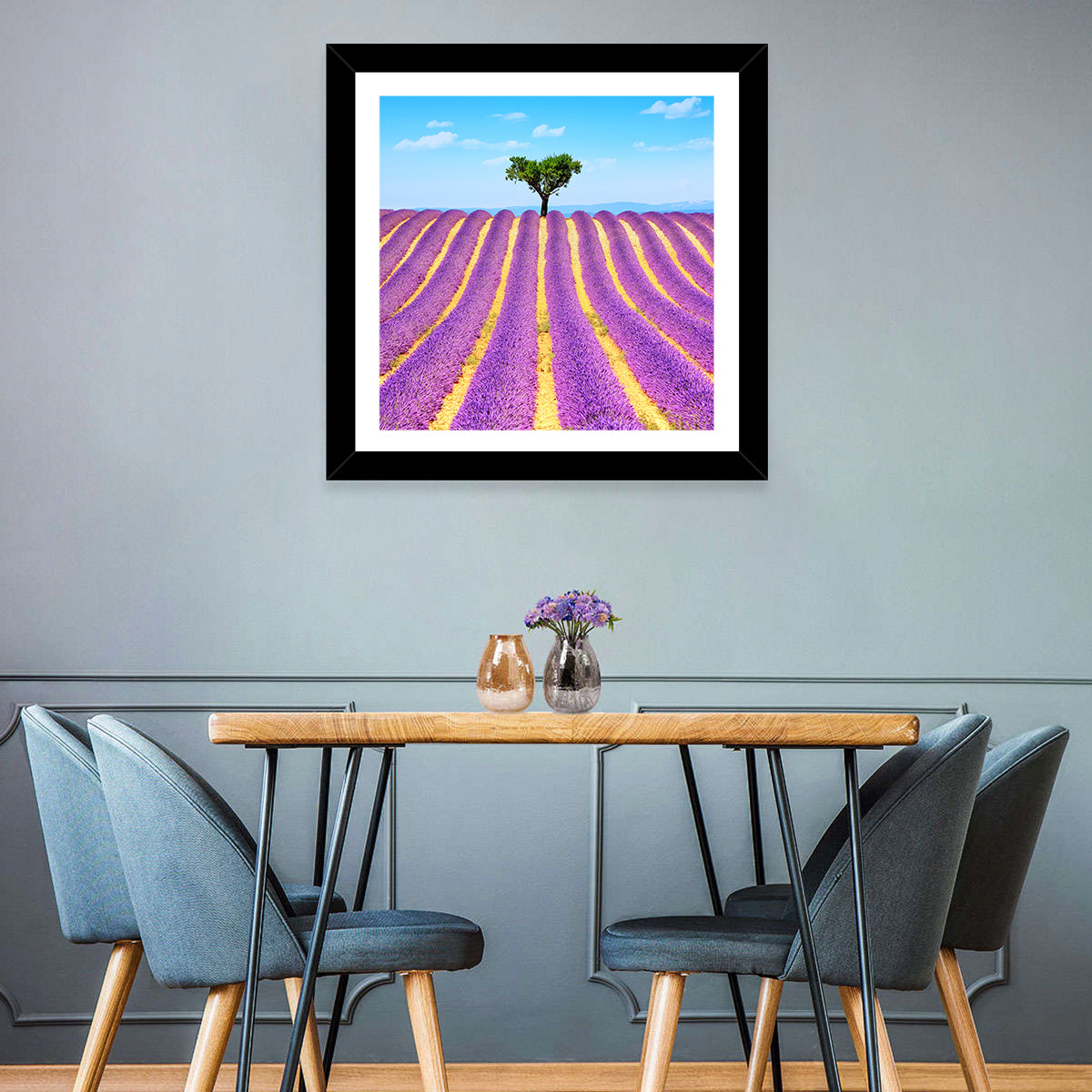 Lavender Field Wall Art in a room, square