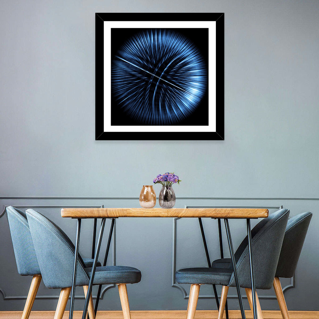 Glowing Blue Textured Sphere Wall Art