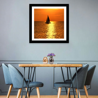 Yacht At Sunset Wall Art