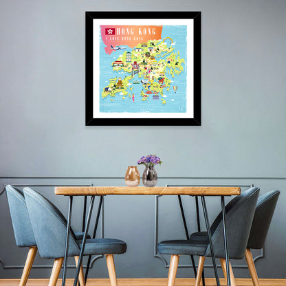 Hong Kong Cultural Map Wall Art