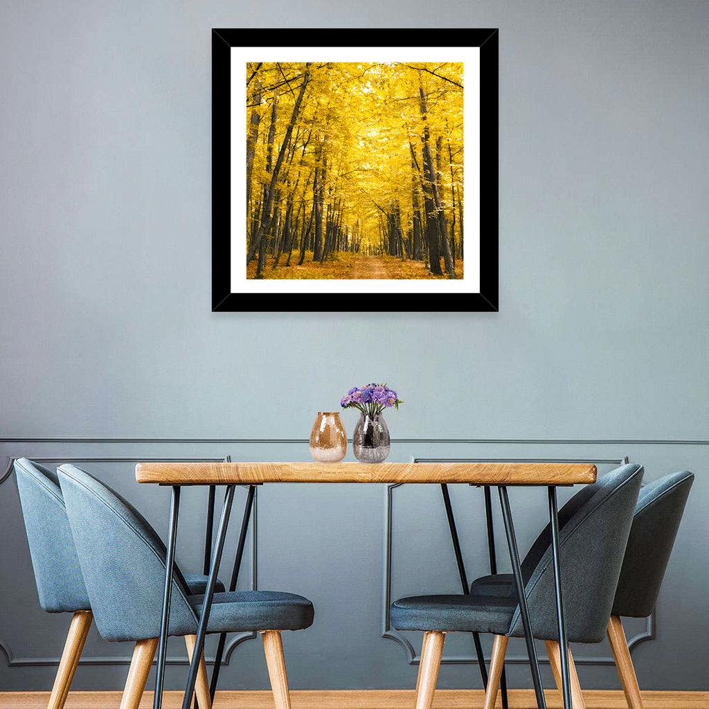 Yellow Autumn Forest Path Wall Art