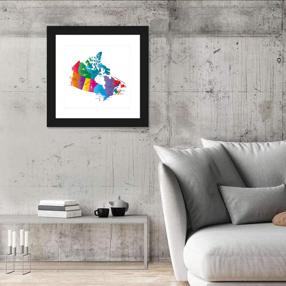 Colorful Canada Map Illustration Wall Art