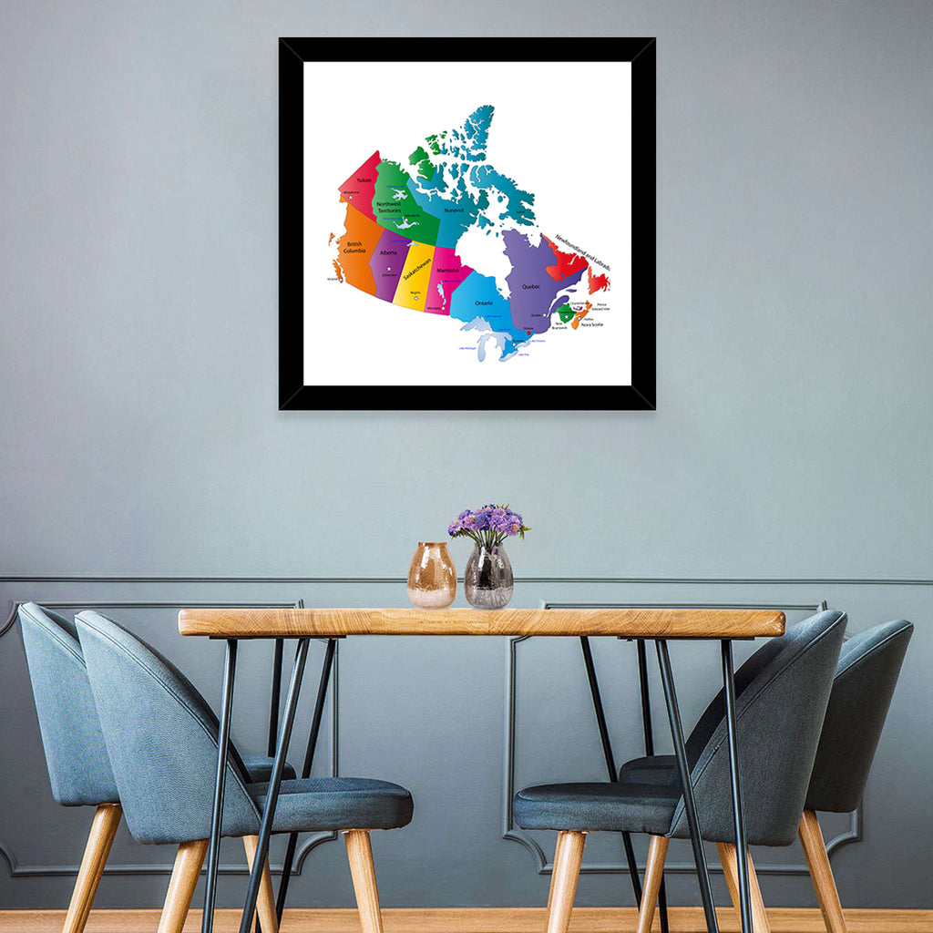 Colorful Canada Map Illustration Wall Art