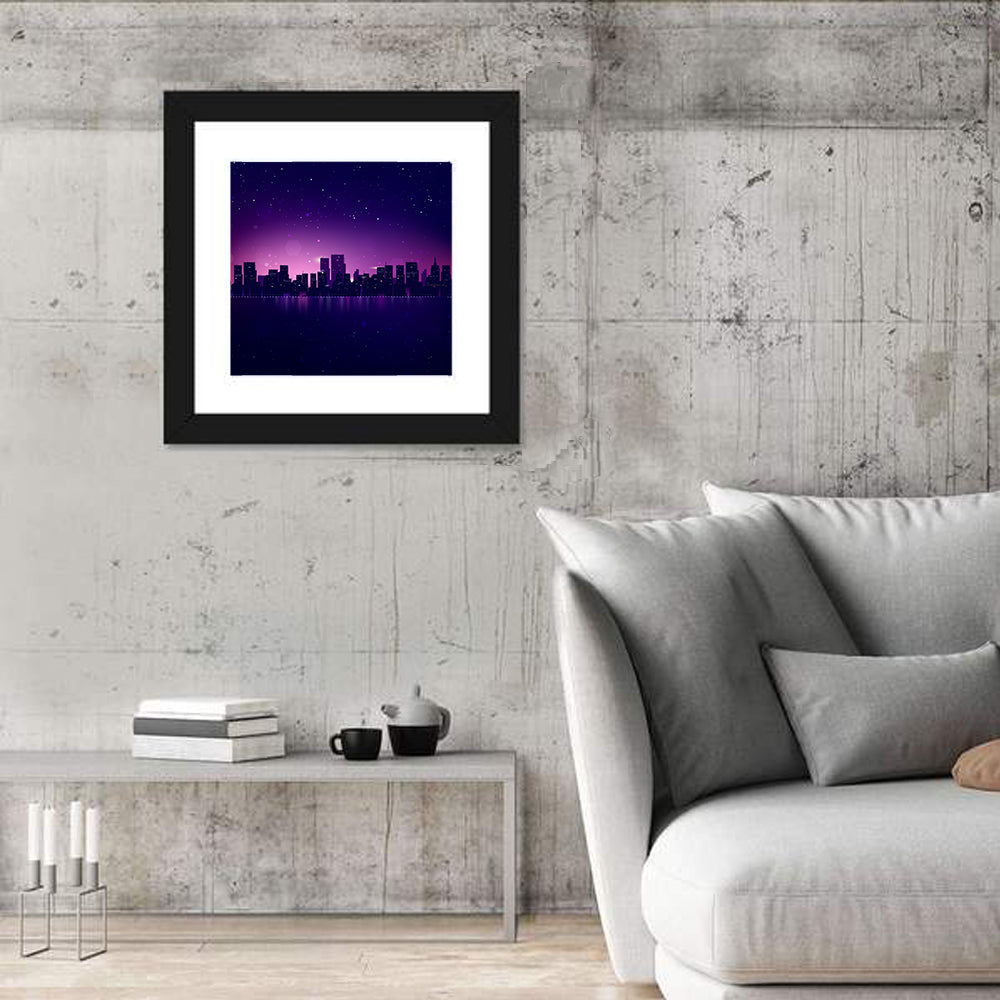 New York Night Skyline Wall Art in a room, square