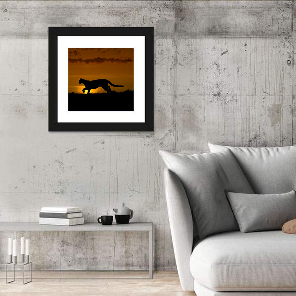 Cougar Silhouette at Sunset Wall Art