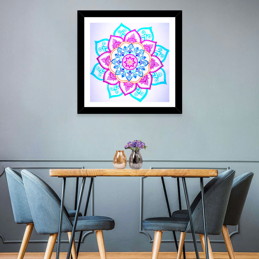 Vibrant Hand-drawn Mandala Flower Pattern Wall Art