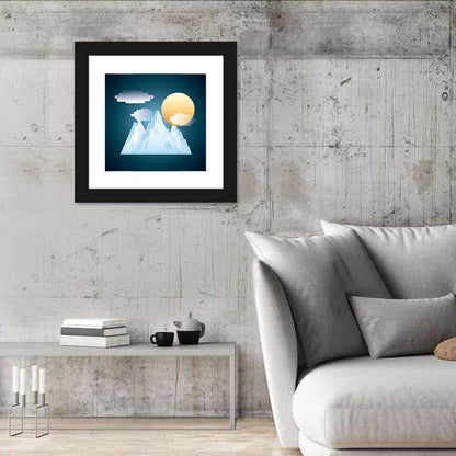 Snowy Mountain Illustration Wall Art