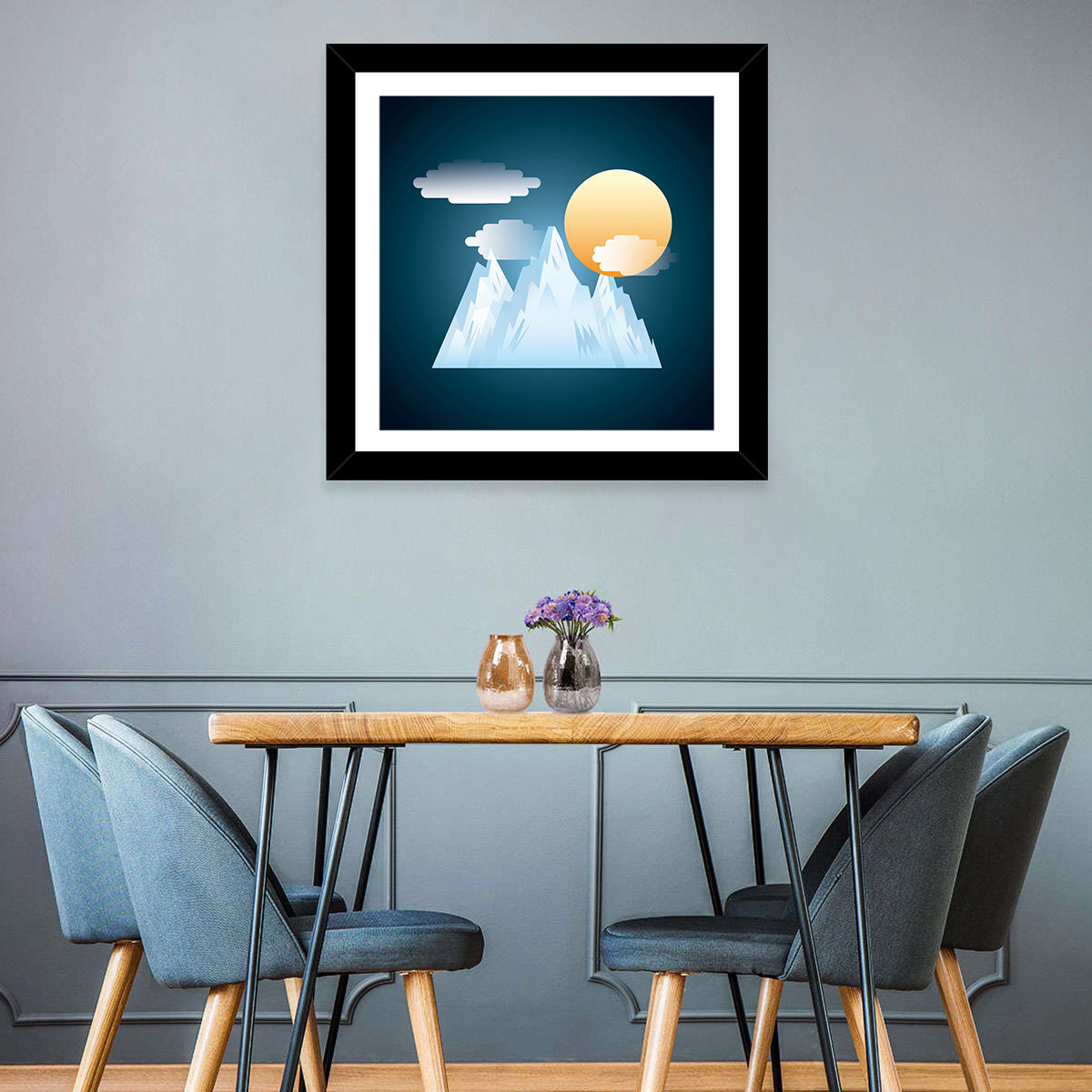 Snowy Mountain Illustration Wall Art
