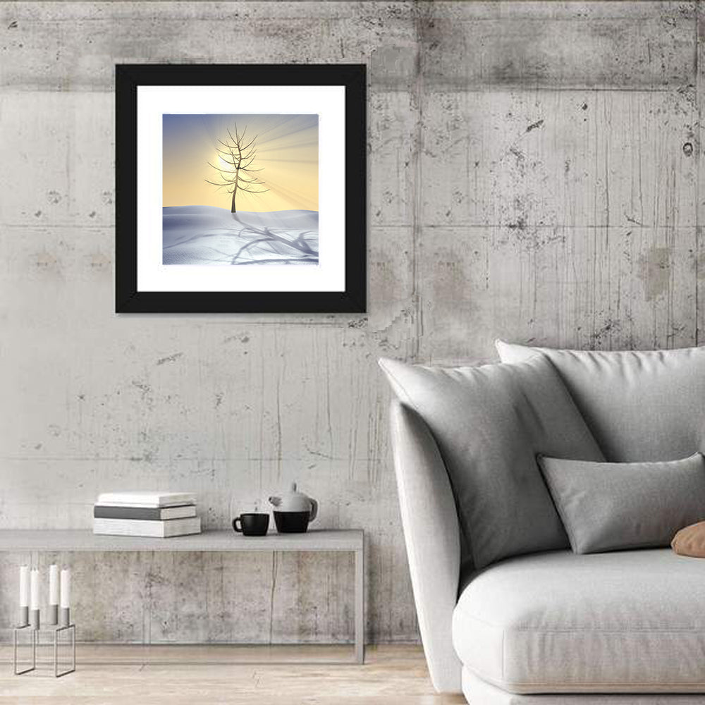 Winter Tree at Golden Sunrise Wall Art