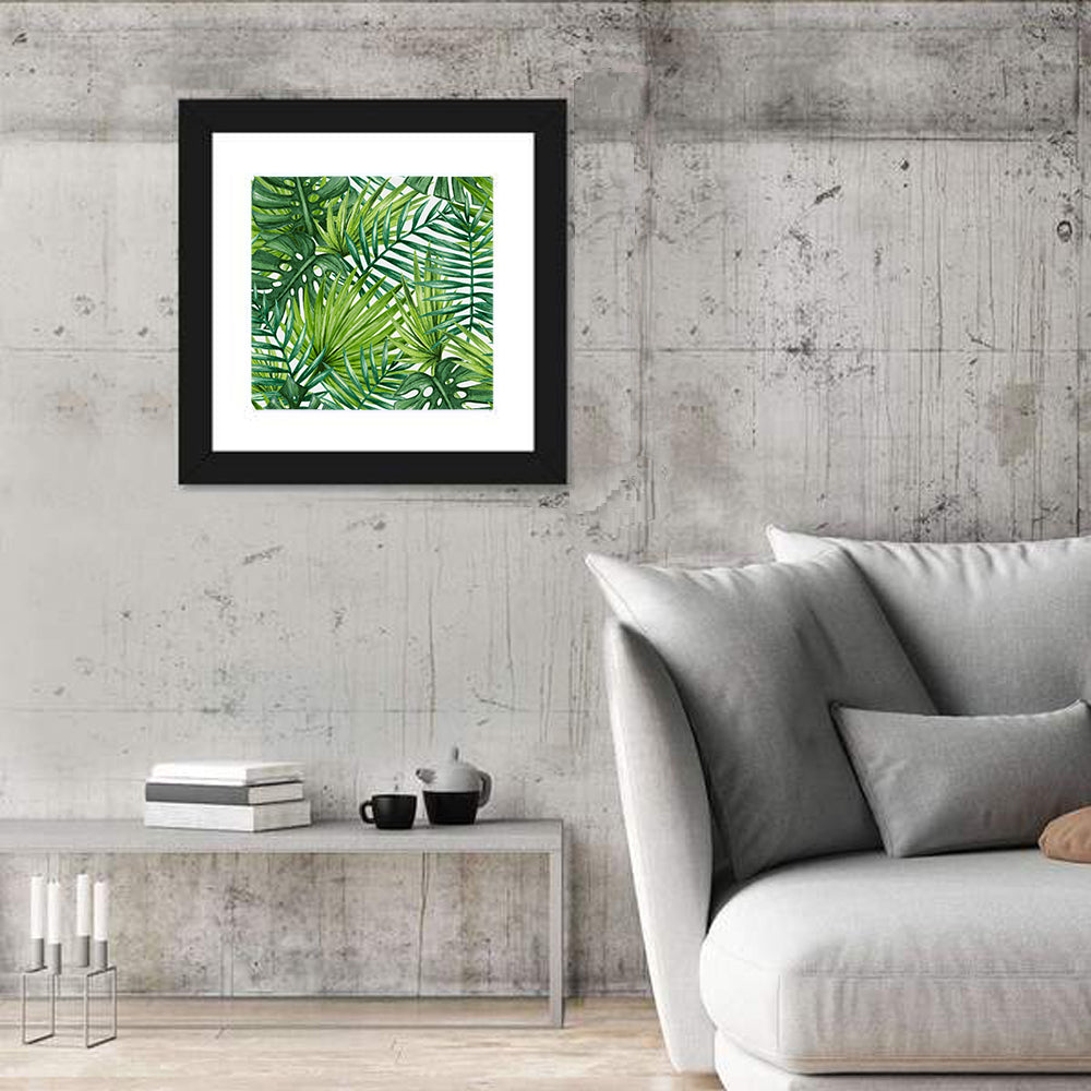 Palm Leaves Pattern Ii Wall Art in a room, square