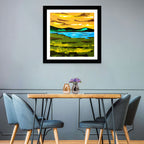 Golden Hour Mountain Lake Abstract Wall Art