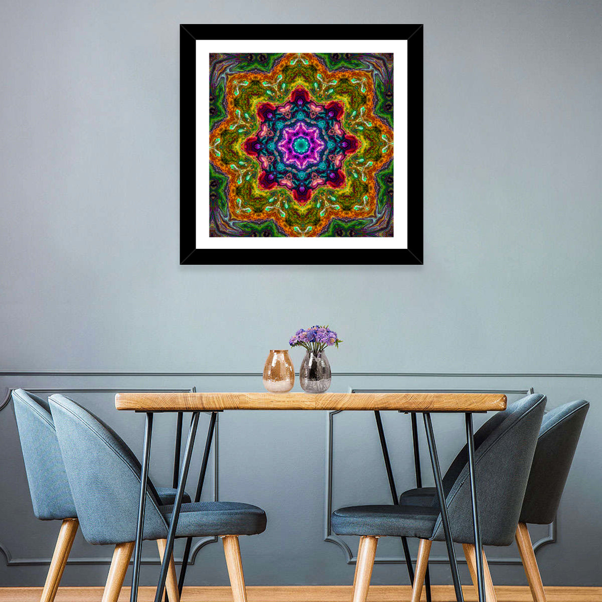 Vibrant Kaleidoscopic Mandala Ornament Wall Art