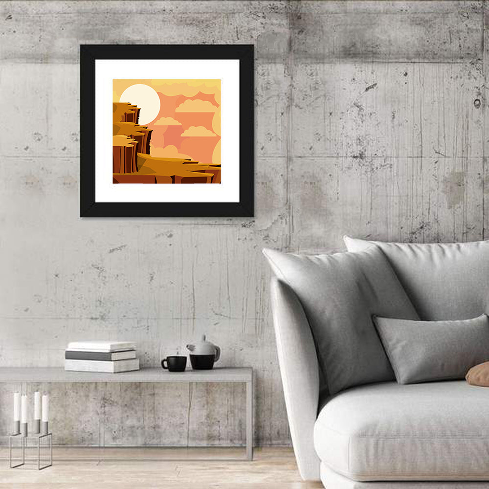 Geometric Canyon Sunrise Wall Art in a room, square