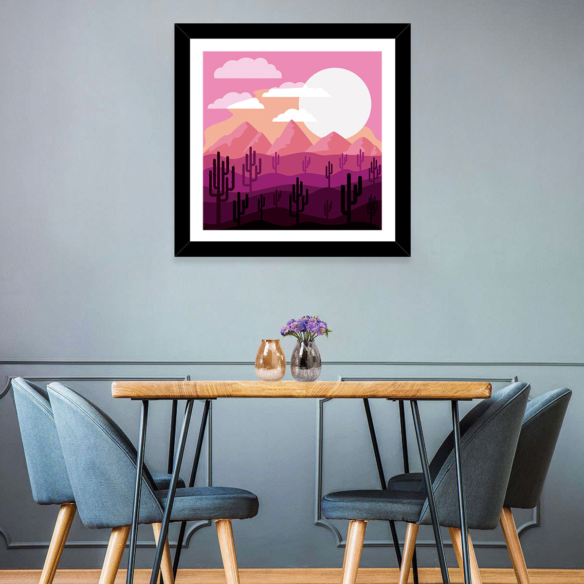 Saguaro Sunset Illustration Wall Art