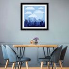 Blue Desert Cactus Illustration Wall Art