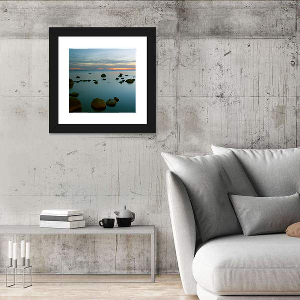Baltic Sea at Twilight Wall Art in a room, square