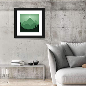 Mountains Sunset Illustration Wall Art