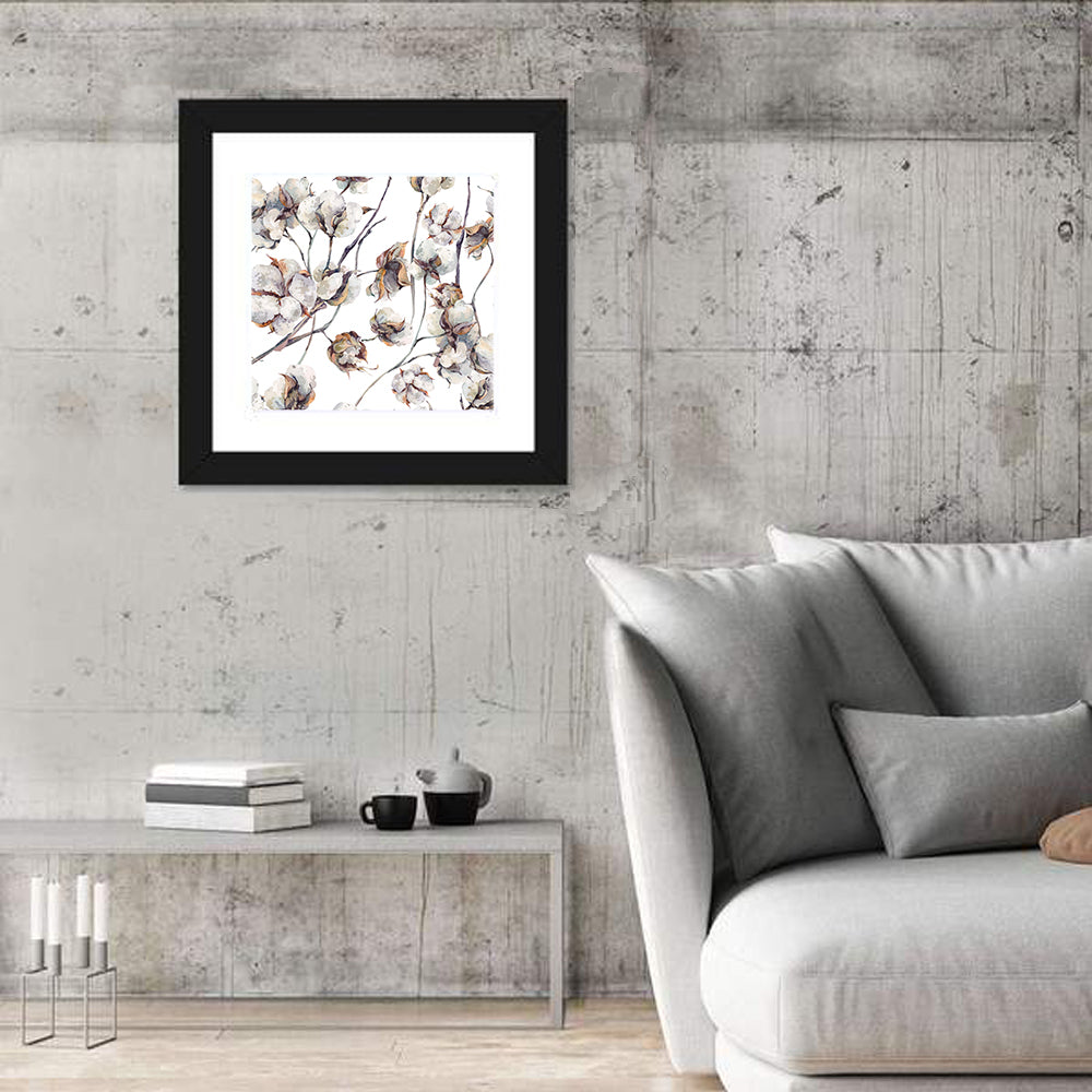 Watercolor Cotton Bolls Wall Art