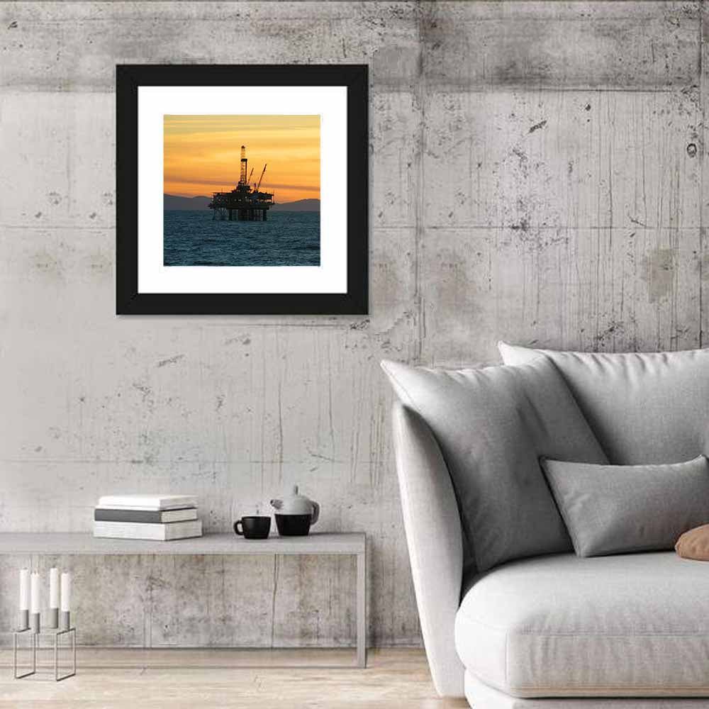 California Oil Rig at Sunset Wall Art in a room, square