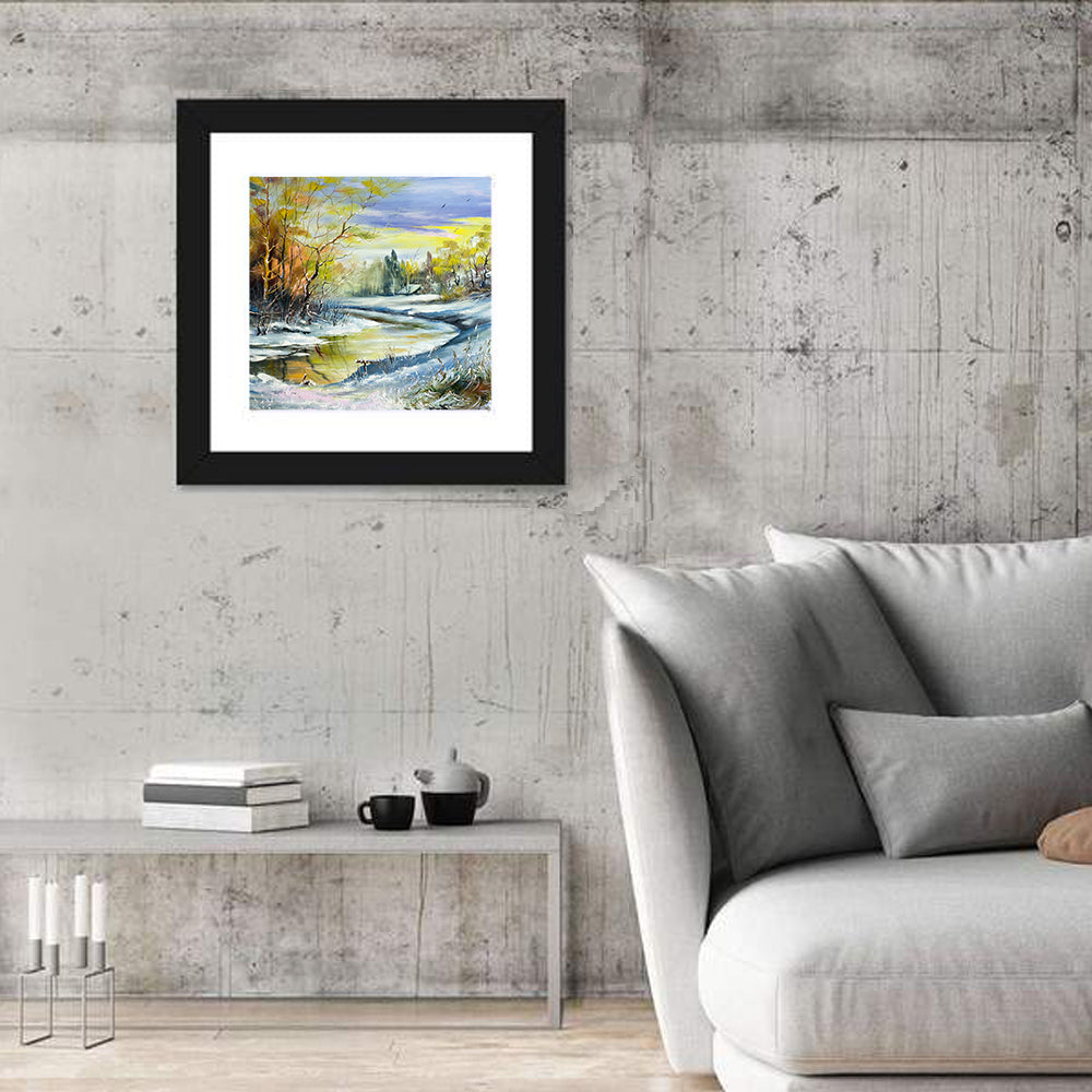 Winter River at Golden Hour Wall Art